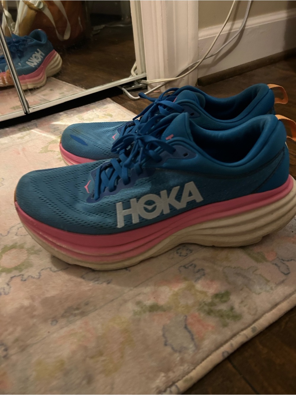Hoka Women's Blue Pink Athletic Running Shoes